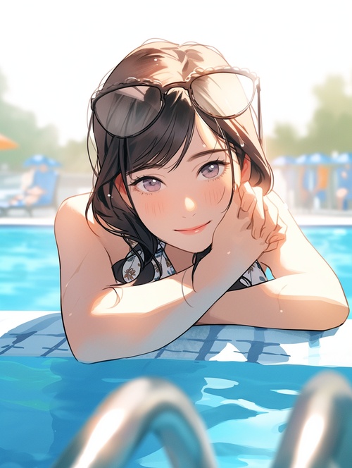 夏日泳池蓝色