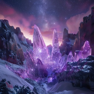 At night,This is surreal and complex CG rendering, transparent, starlight, round crystal, CG3D effect, volume light, super wide angle, sky, pink white light reflection,Tyndall light effect，super shocking reality 8K that affects complex details, Marc ADAMUS landscape photography, stereo light in real life, symmetry, 8K.HD ar 2:3 style raw stylize 750 v 3