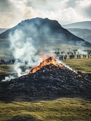 冰岛火山爆发与人们的恐惧美丽影像