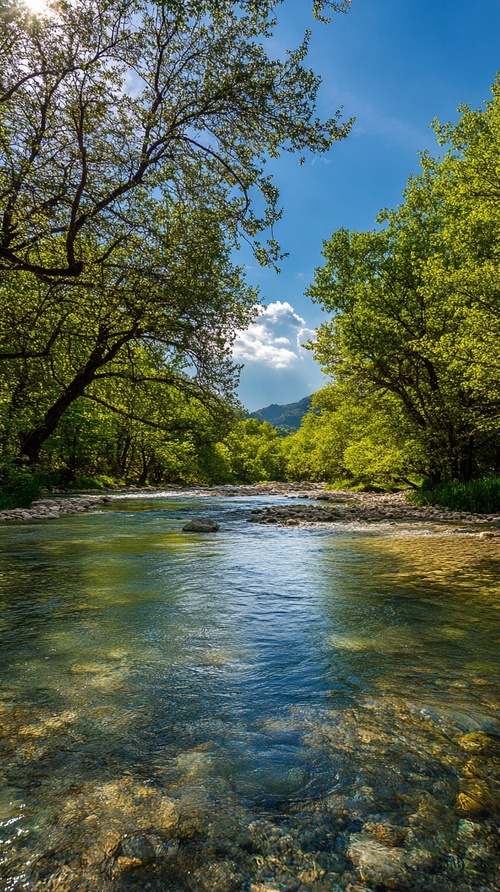 Outdoor, trees, landscape, horizon, mountains, streams, RAW photos, high resolution, ultra fine section, high detail RAW color photos, professional photos, masterpieces, best quality, realistic,