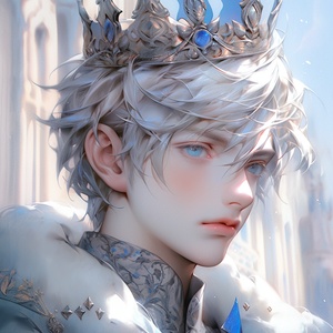 absurdres,anime face,blue eyes,realistic,bust,银灰色,tiara,solo,male,expressionless,longeyelashes,tareme,mole under eye,head tilt,castle,best quality,highly detailed,masterpiece