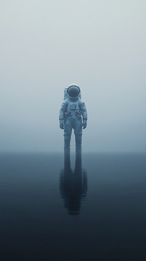 Minimalist Photography of a Solitary Astronaut in Cosmic Isolation