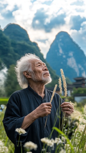 |镜号|景别|画面内容|台词|时长||-|-|-|-|-||1|全景|一片开阔的芳洲，绿草如茵，繁花似锦，远处山峦起伏，天空湛蓝。|无|5s||2|中景|一位老者手持藜杖，慢慢地踱步而来。|杖藜徐步立芳洲|4s||3|近景|老者的面容安详，目光悠然地看着四周的美景。|无|3s||4|特写|藜杖上的纹理清晰可见，老者的手紧紧握着。|无|2s||5|中景|老者在芳洲中央停下脚步，微风拂过他的衣衫。|无|4s||6|全景|以老者为中心，展现周围生机勃勃的景象。|无|5s|