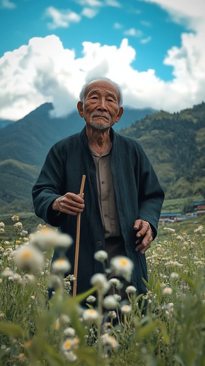 |镜号|景别|画面内容|台词|时长||-|-|-|-|-||1|全景|一片开阔的芳洲，绿草如茵，繁花似锦，远处山峦起伏，天空湛蓝。|无|5s||2|中景|一位老者手持藜杖，慢慢地踱步而来。|杖藜徐步立芳洲|4s||3|近景|老者的面容安详，目光悠然地看着四周的美景。|无|3s||4|特写|藜杖上的纹理清晰可见，老者的手紧紧握着。|无|2s||5|中景|老者在芳洲中央停下脚步，微风拂过他的衣衫。|无|4s||6|全景|以老者为中心，展现周围生机勃勃的景象。|无|5s|