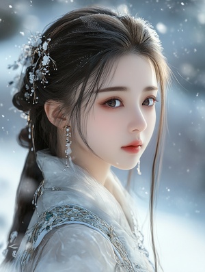 雪山神明少女的梦幻日出与极致画质