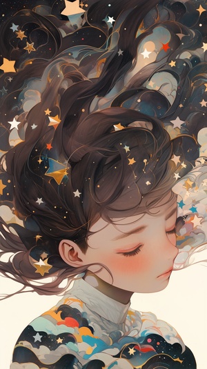 Galactic Anime Girl: A Dreamy Surrealist Artwork