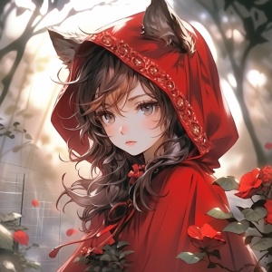 少女身穿如血一般的红衣，眼神凌厉的望着前方扑过来的凶兽丝毫不惧。