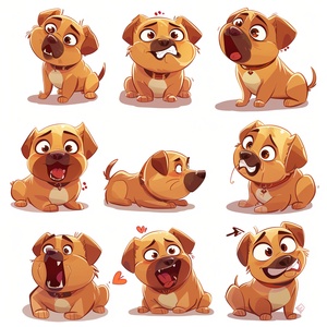 Nine Poses and Expressions of a Super Cute Dog with Keith Harlem's Graffiti Style Illustrations