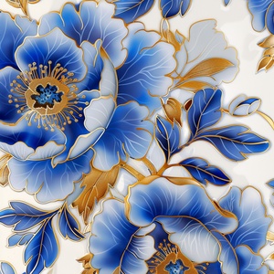 珐琅彩风格牡丹Blue and white porcelain style flowers with gold leaf, in the style of Chinese pattern background, ultra high definition, hyper detailed, masterpiece, best quality, high resolution, wallpaper #midjourney #Ai绘图 #珐琅彩 #牡丹 #国画牡丹 #国风国潮 #插画 #国潮插画 #求署队长给流量