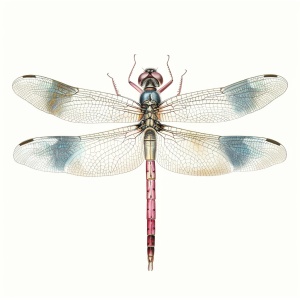 白底，多种彩色蜻蜓素材，插画