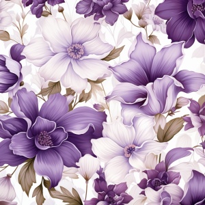 白底，紫色鲜花素材，插画