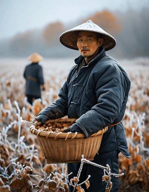 农民劳作，开心的笑，风吹植物