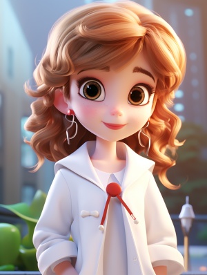 Cute Girl in White Coat: Exquisite Features and Lively Animation