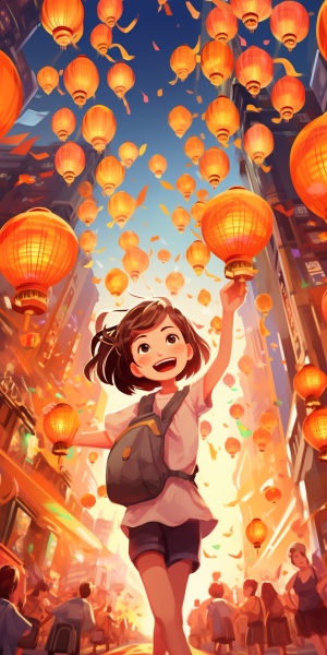 Dreamlike City: Bursting with Lanterns and Joyful Music