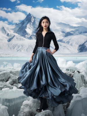 远眺冰川世界的美丽16岁中国女孩