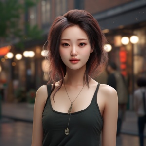 都市丽人圆润秀丽的脸：韩国风女人