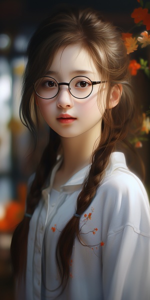 戴眼镜的活泼可爱美少女