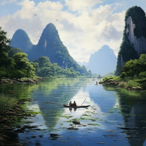 桂林山水写实图