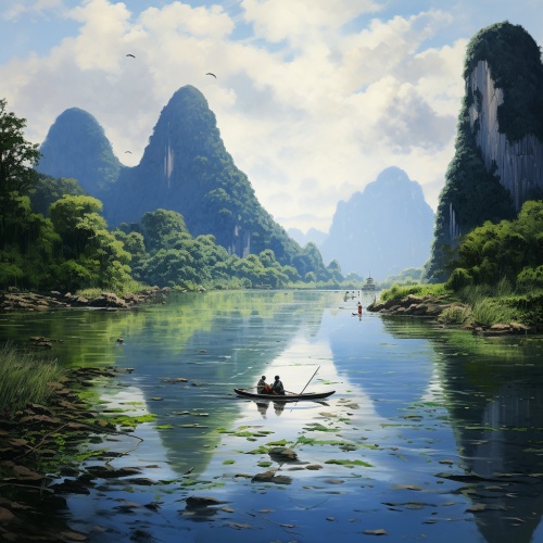 以桂林山水画一幅写实图