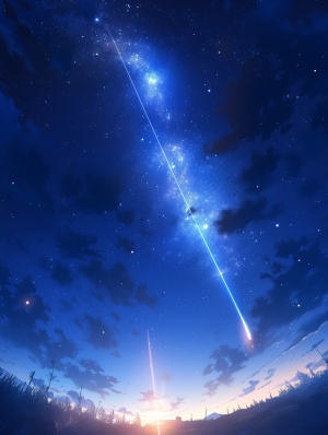 In,the,starry,sky,at,night,,a,dazzling,meteor,streaked,across,,capture,photography,,blueprint,,64K,,high,resolution