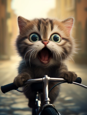 急迫的小猫咪骑车