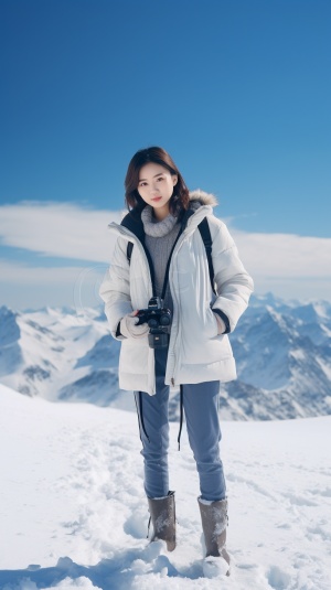 全身点赞中国脸，美丽的16岁中国女孩雪山风光摄影