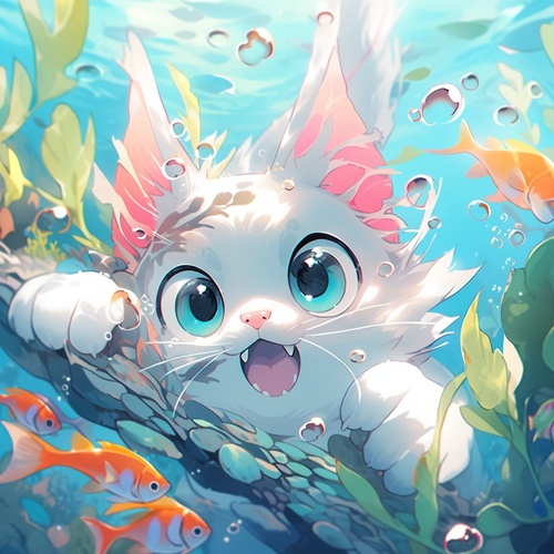 cute,cat,swimming,underwater,smiling,bright,eyes,portrait,dream,a,bright,color