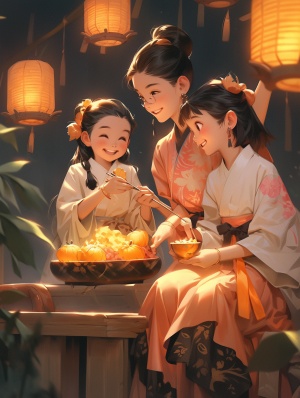 中秋节，家人，三个人，团圆