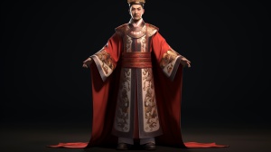 超逼真的中国古风贵族头戴十二旒冕冠