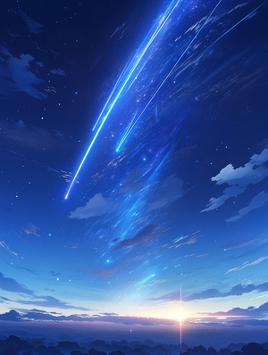 In,the,starry,sky,at,night,,a,dazzling,meteor,streaked,across,,capture,photography,,blueprint,,64K,,high,resolution