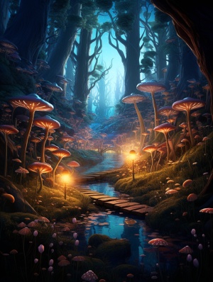 想像自己漫步在一座森林，森林充滿著魔幻氣息，彷彿愛麗絲夢遊仙境