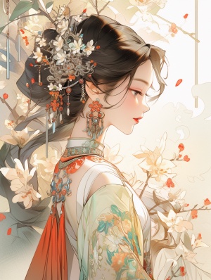 A Graceful and Gentle Beauty in Ancient Chinese Style Dress