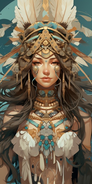 art,deco,illustration,of,native,american,beautiful,woman,,in,the,style,of,detailed,comic,book,art,,hyper-realistic,,dark,teal,and,beige,,32k,uhd,,i,can't,believe,how,beautiful,this,is,,anime,,illustration