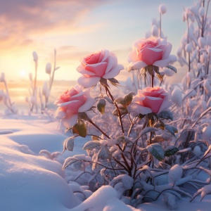 雪地玫瑰，刺眼阳光中的孤独唯美