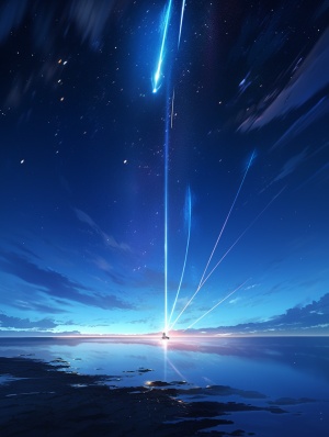 Dazzling Meteor: In the Starry Sea at Night