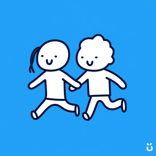 cute,cartoon,boy,girl,couple,,full,body,,blue,background,,doodle,in,the,style,of,Keith,Haring.,sharpie,illustration,,bold,lines,and,solid,colors,simple,details,,minimalist,ar,3:4s,200,niji,5