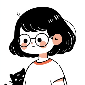 【a,cute,cartoon,girl,is,wearing,short,sleeves,and,a,cat,,,half-length,photo,or,portrait，in,the,style,of,Keith,Haring,sharpie,illustration,,bold,lines,and,solid,colors,,simple,details,,minimalist,,thick,lines.,ar1:1s,180