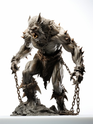 大师制作的雕塑手办，狼人怪物站立挣扎动作