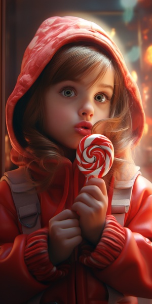 吃棒棒糖的小女生