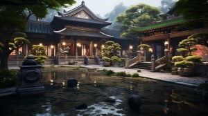 中国古代府邸3D渲染，超真实高细节光感