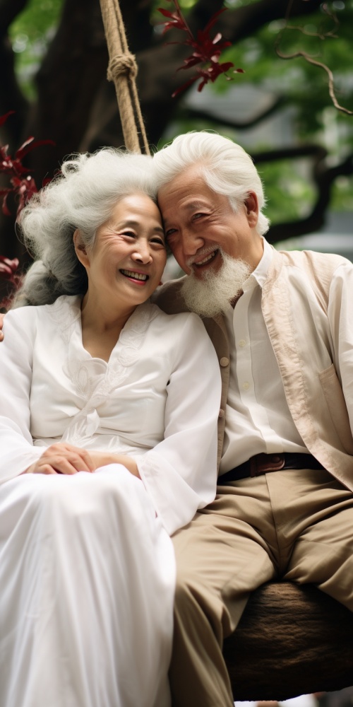 老年夫妻，重阳节，白发