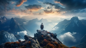 a,man,stands,on,top,of,a,mountain,overlooking,clouds,,in,the,style,of,italian,landscapes,,romantic,landscapes,,eerie,landscapes,,romantic,landscapes,,eerie,landscapes,,eerie,landscapes,,romanticlandscapesar,16:9