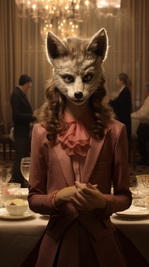 狼耳朵女孩与狼眼睛在酒店宴会厅