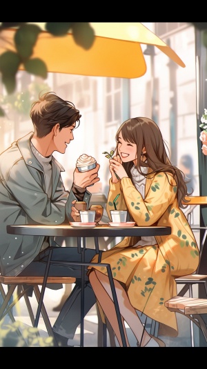 一对情侣，和两个朋友在喝咖啡