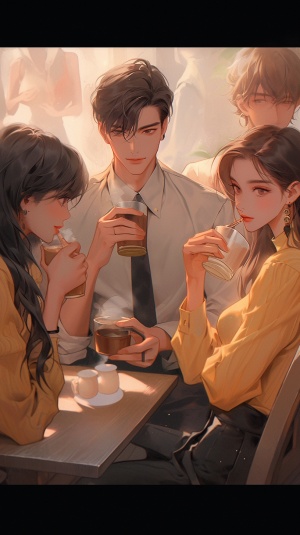 四人喝咖啡