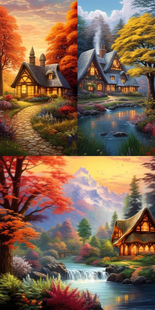 钻石画欧美房屋风景，秋天的童话！