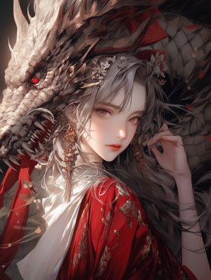 an,anime,girl,and,dragon,hair,in,red,colored,clothing,with,a,flower,headdress,,in,the,style,of,zhang,jingna,,dark,white,and,light,bronze,,32k,uhd,,serene,faces,,trick,of,the,eye,paintings,,emphasis,on,facial,expression,,indian,scenes,ar,16:20