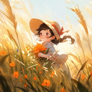 田园里的小女孩