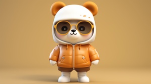 Cute White Bear Wearing Shorts: Bubble Mart Style