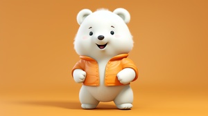 Cute White Bear Wearing Shorts: Bubble Mart Style